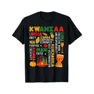 1pc Kwanzaa Principles Graphic T-Shirt, 100% Cotton, Stretch Fit, Round Neck, Unisex Adult Tee, Celebratory Print, Suitable for All Seasons, S-XXXL y2k  outfits  men time  tee  shirt  backwards demon slayer  merch double Tshirt Casual Streetwear