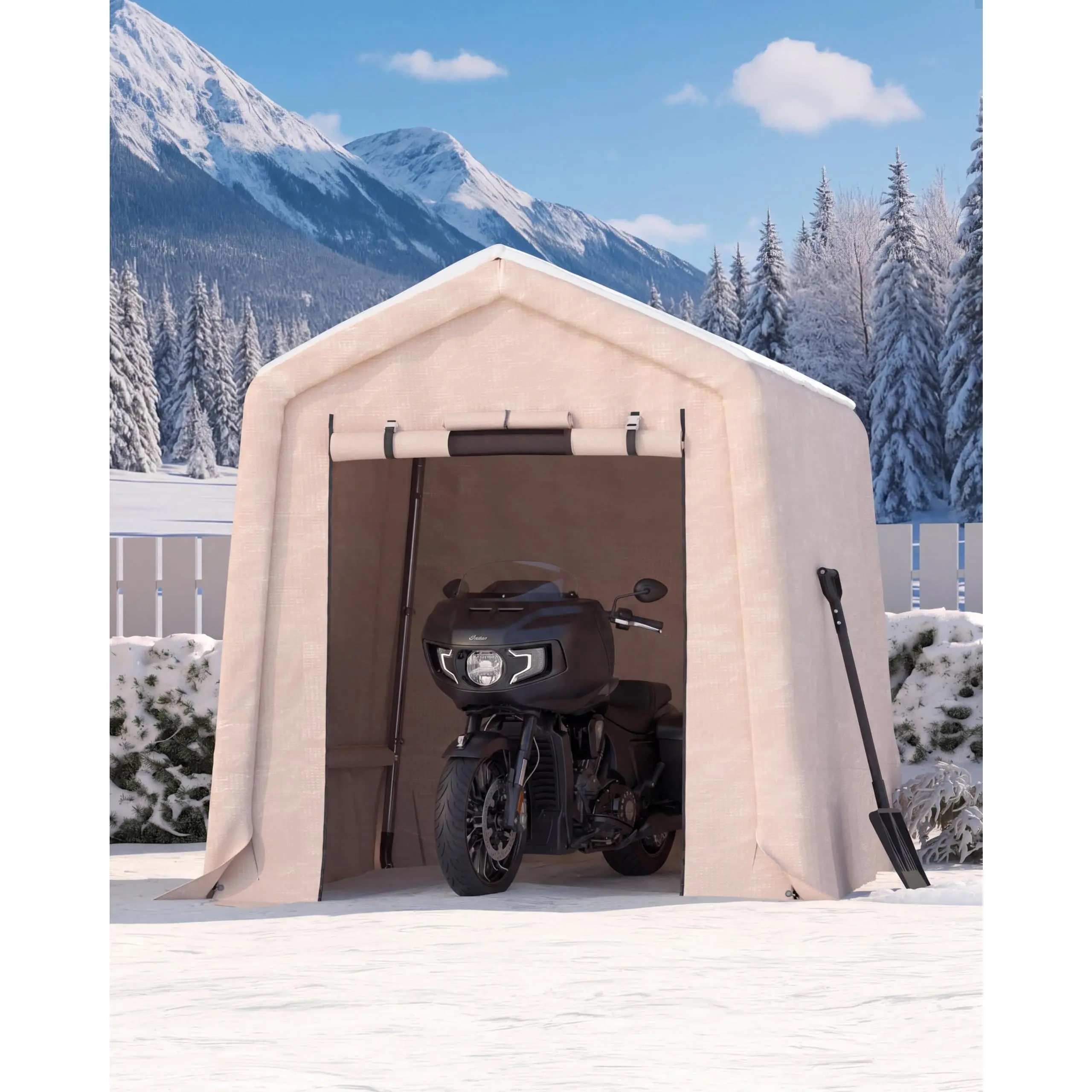 Outdoor Storage Shed Motorcycle Tent with Galvanized Steel Frame Waterproof Ventilated Garden Tool Shelter for Bicycle Motorcycle Lawn Equipment