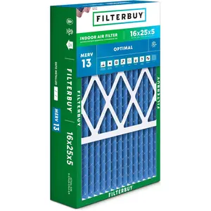 Filterbuy 16x25x5 Air Filter (1-Pack), Pleated MERV 13 Optimal Defense HVAC AC Furnace Air Filters for Honeywell, Lennox X6670, Carrier, Bryant, & More