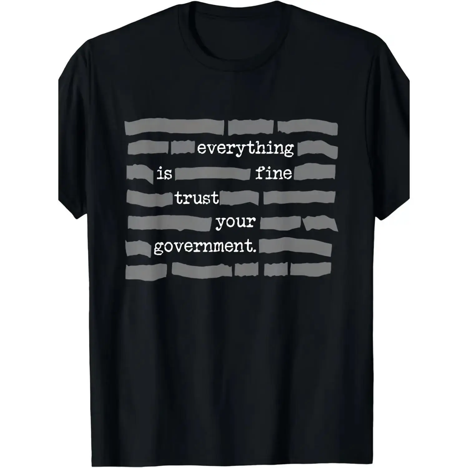 Unisex 'Trust Your Government' Graphic Cotton T-Shirt, Breathable Short Sleeve Casual Top for All Seasons, Inclusive Sizes S-5XL