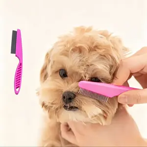 1pc 2-In-1 Pet Hair & Tear Stain Remover Brush, Stainless Steel Dog & Cat Flea Comb, Effective Matted Fur Removal, Suitable for Dogs & Cats