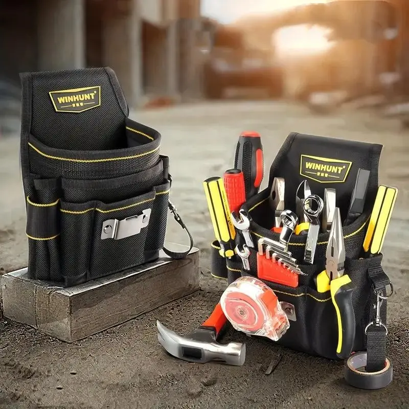 Tool Belt Set for Men, Includes Small Tool Pouch & Belt Clip, Ideal for Electricians Carpenters Gardening Tools Bag, Portable Tool Bag