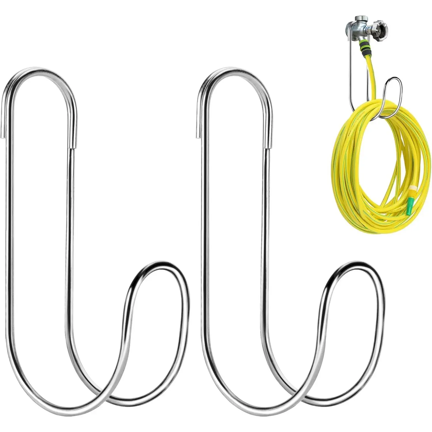 2 count Flexible Garden Hose Storage Hook-Stainless Steel Water Hose Hanger Support Up to 44lbs-Hanging Stainless Hose Holder for Indoor Outdoor Home Garden Water Hose Storage