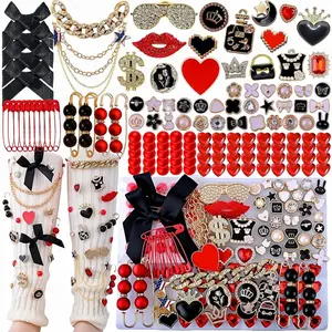 Socks Charms Kit 133PCS Shoe Charms for Sneakers Sock Jewelry Charms Brooches and Pins for Women to Decorate Socks Hats