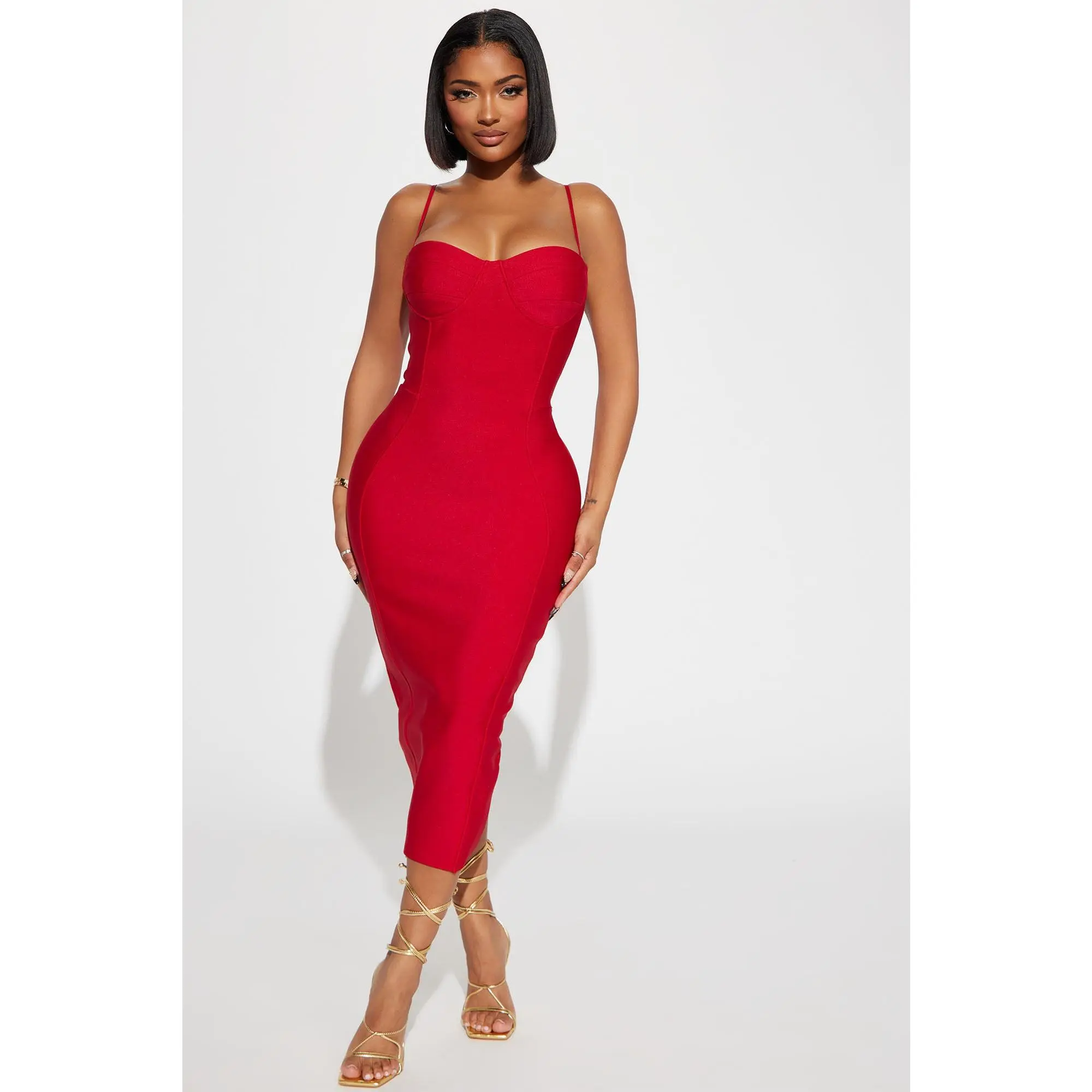 Becky Bandage Midi Dress - Red Becky Bandage Midi Dress - Red