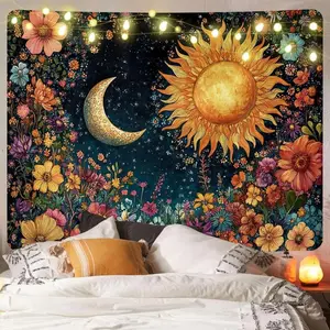 Sun & Moon Pattern, Starry Sky Pattern Tapestry, DIY Oil Painting Tapestry, Wall Hanging Decor for Home Living Room Bedroom, Home Decor