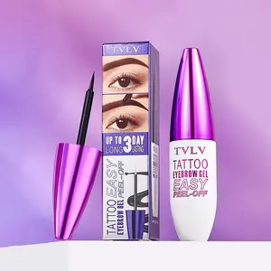 Tattoo Eyebrow Gel Peelable Dye, Eyebrow Makeup Gel, Eyebrow Products, Vibrant Long-Lasting Up to 3 Days, Anti-Fade Transfer Resistant, Net Weight 10g/0.35oz, Natural Look