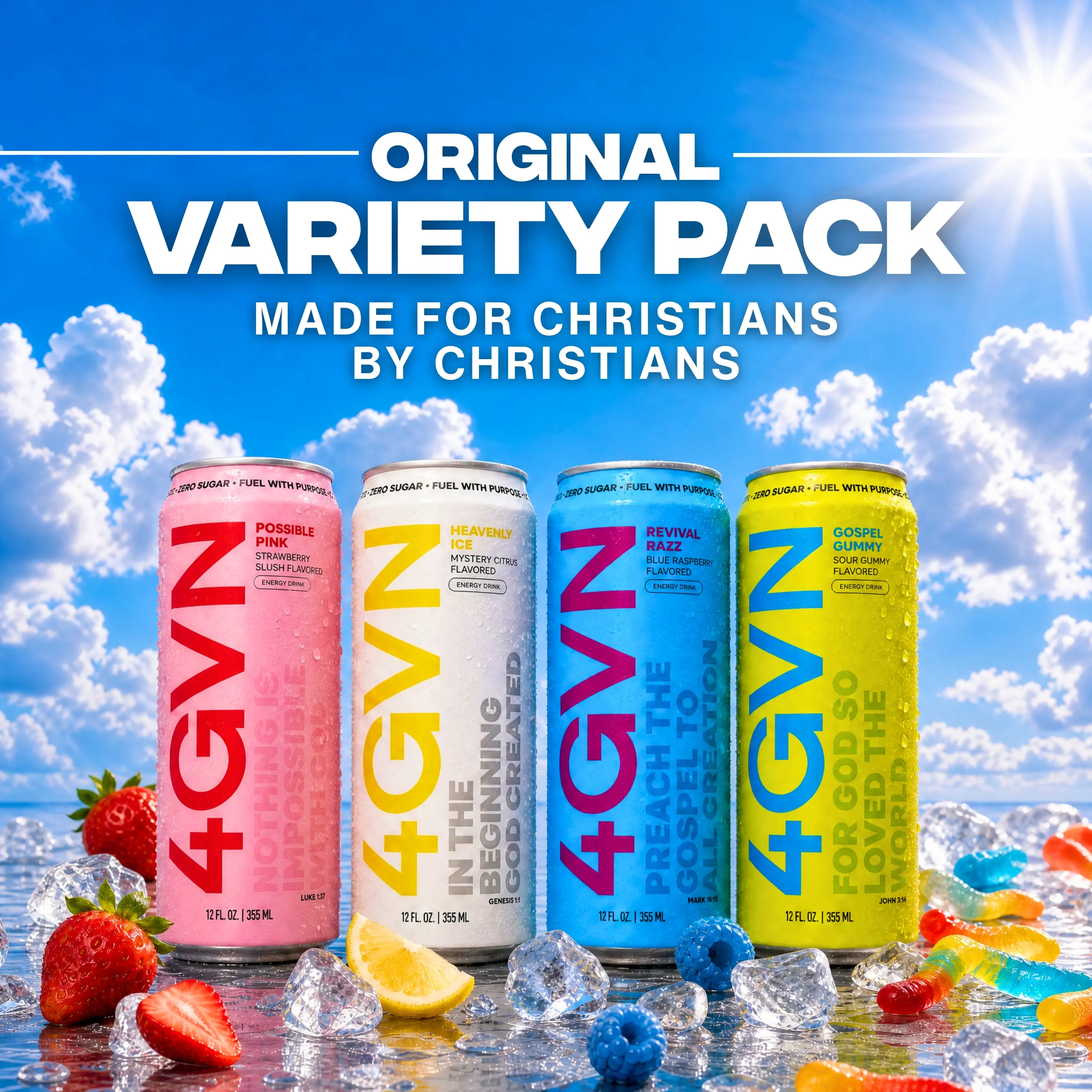 4GVN Christian Energy Drink – 12 Cans, 200mg Natural Caffeine, Zero Sugar 4GVN Christian Energy Drink – 12 Cans, 200mg Natural Caffeine, Zero Sugar