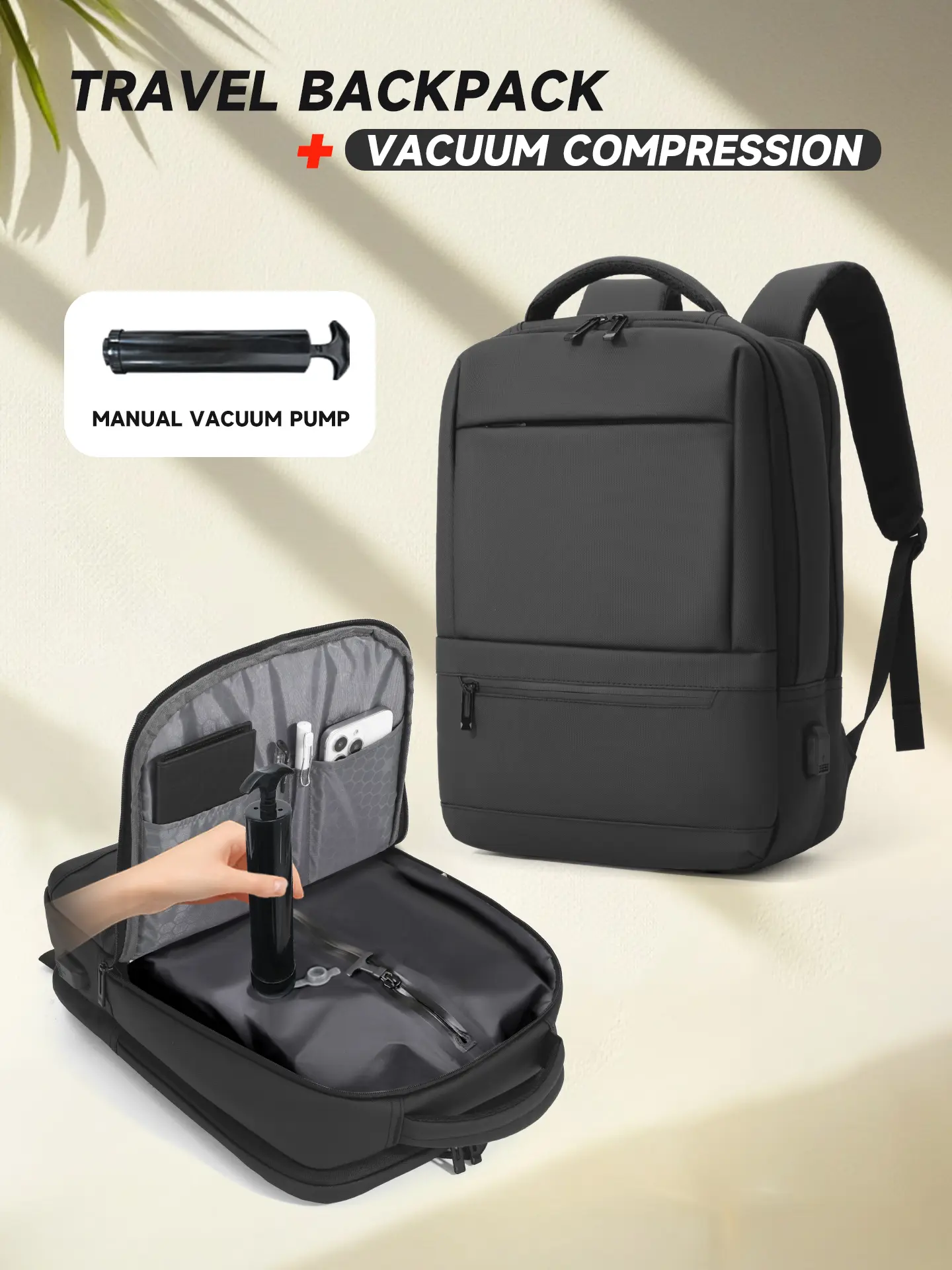 Vacuum Compression Backpack, Airplane Approved, Large Capacity, Multifunctional Travel & Business Bag, Adjustable Straps, It's for Dad. The gift from my boyfriend, Vacuum Seal Backpack