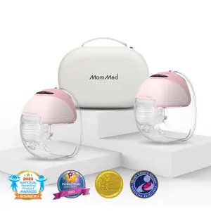 MomMed Wearable Breast Pump S21 With Carry Case,Travel Electirc Breast Pump Kit, Strong Suction And Leak-Proof Design For More Milk, Hands-Free Double Portable Electric Breast Pump with 9 Levels - 24mm Shield outdoorfun
