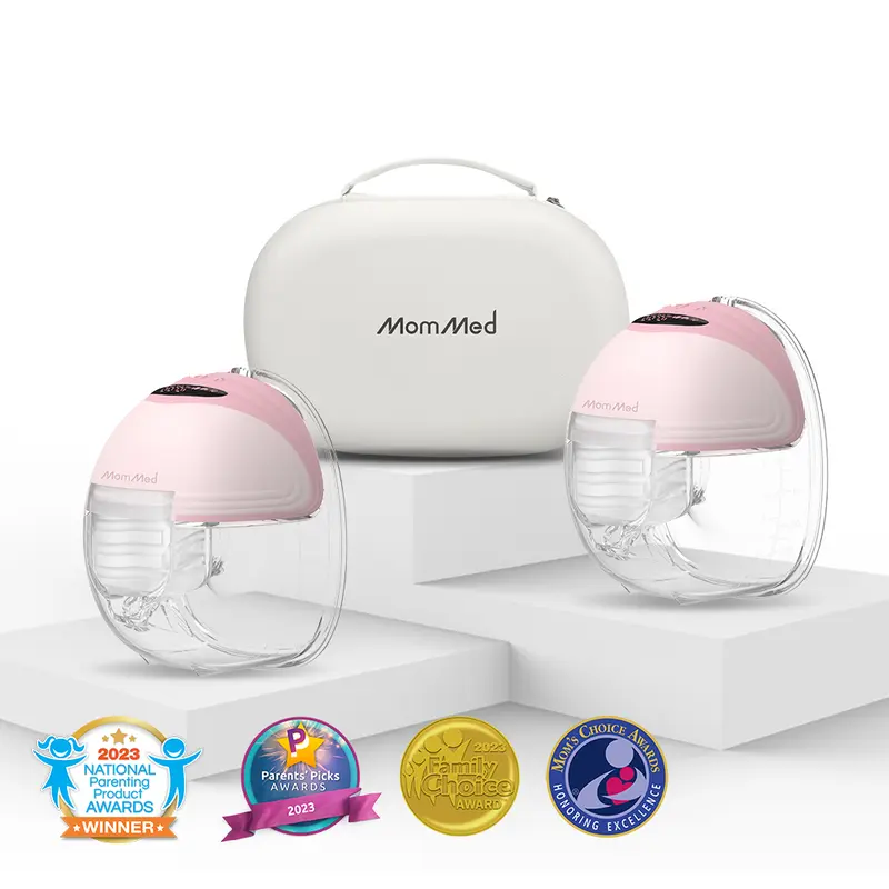 MomMed S21 Wearable Electric Milk Pump Kit for Young Moms - Hands-Free Double Pumping System, 24mm Shield, Carry Case, 9 Suction Levels, Leak-Proof, Compact Portable Design for Travel, Gift Idea (Hands Free Pumping, Portable Breast Pumps & Accessories)