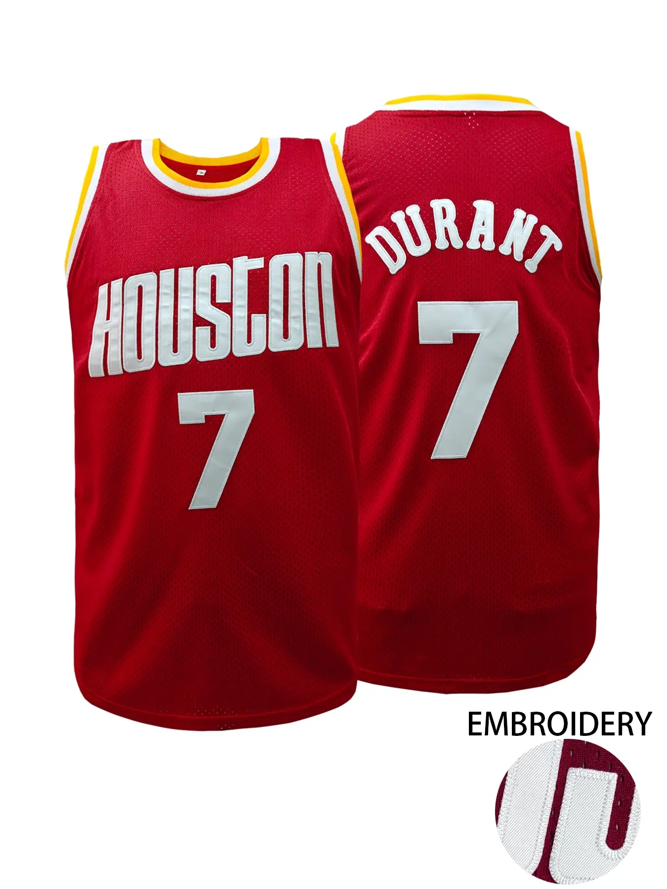 Men's Letter & Number Embroidery Tank Top,"HOUSTON 7" Stitched Basketball Jersey,Loose Casual Sleeveless T-Shirt for Summer,Men's Sport Top for Daily Wear, Casual Sporty Top, Sportswear Top