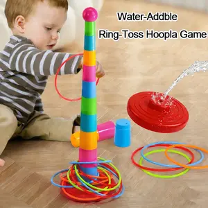 Upgraded Ring Toss Game | Multifunction Durable Hoopla Game | Water-Filled Hoops Throw Rings & 10 Layer Target | for Kids & Family Outdoor Party Fun | Stacking Toy Interactive Gift