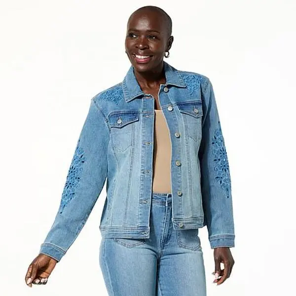 Tower Hill by Christie Brinkley Tower Hill Christie Brinkley Eyelet Embroidered Denim Jacket