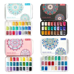 24 Colors Shimmer Solid Watercolor Paint Set, Pearl Pigment Art Tools, Watercolor Painting Supplies for Nail Art, Clay Dyeing, Calligraphy, Hand Painting