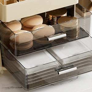 Large Makeup Organizer with Drawers, Spacious Cosmetics Display Case with Brush Holder for Vanity, Skin Care Storage Solution for Lipstick Eyeshadow Palettes Beauty Essential Bathroom