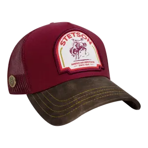 Original Stetson Authentic Trucker Hat Burgundy and Brown