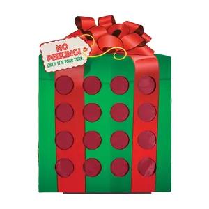 22 1/2" x 27 1/2" Christmas Gift Red & Green Cardboard Prize Punch Game