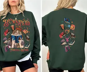 Throne Of Glass Sweatshirt 2 Sides Printed, Born To Read Force To Work TOG Shirt, Fantasy Romance Book Lover Shirt, Throne Of Glass Bookish Sweatshirt, Booktok Shirt