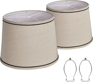 lampshades medium set of 2 for table/ Floor Lamps, High, Medium Fabric Drum Lampshades, 13" Top x 11" Bottom x 10" Lampshades, Harp Holder Included