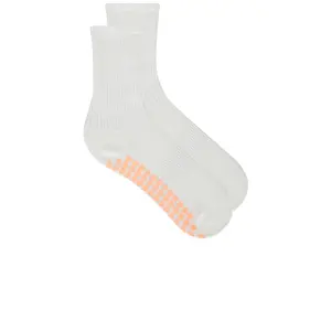 WellBeing + BeingWell Tube Grip Sock in White & Peach