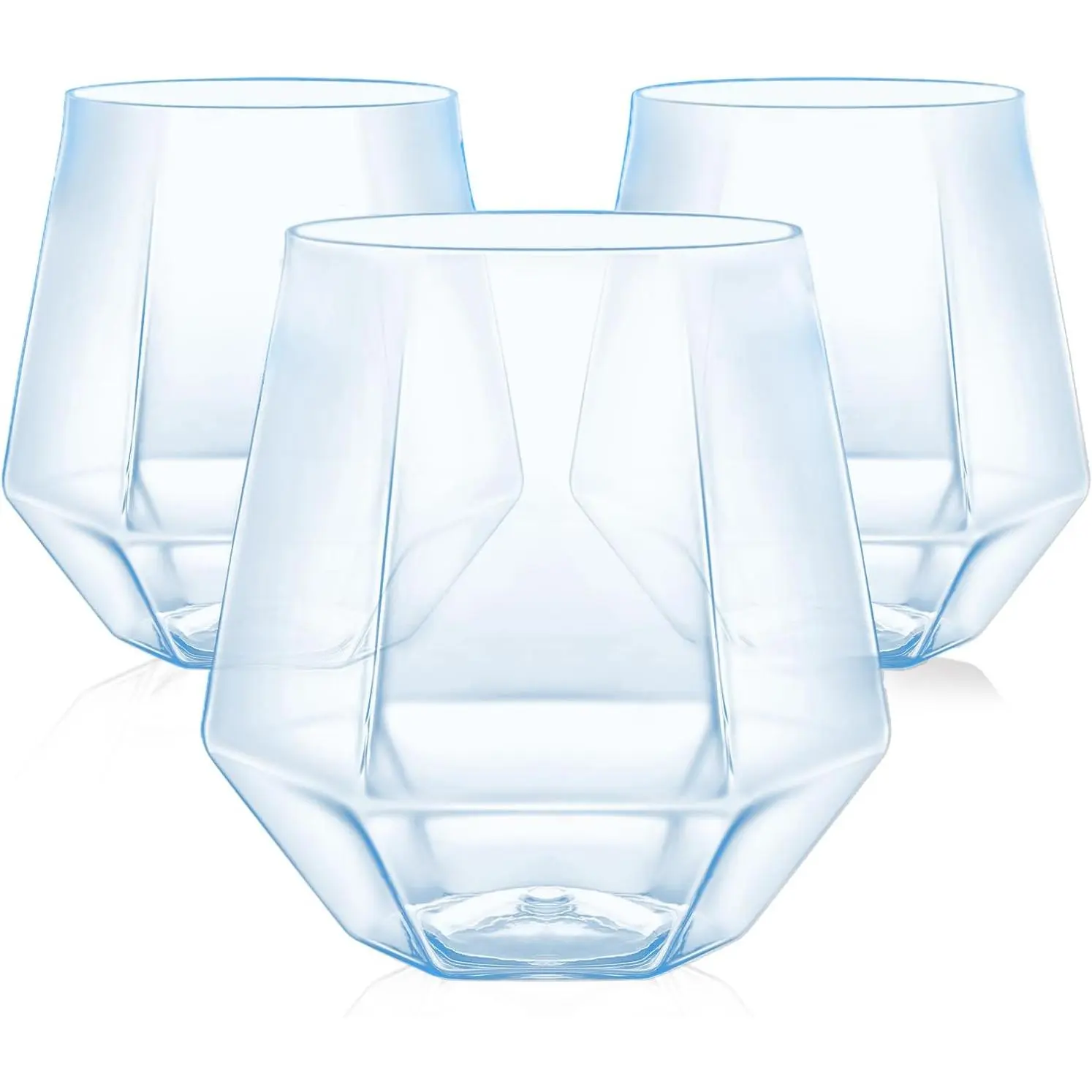 40-Pack Plastic Handleless Wine Glasses Cocktail Whiskey Champagne Glasses 12 Ounce Disposable Unbreakable Cups Suitable for Party Bar Wedding Tasting (Blue)