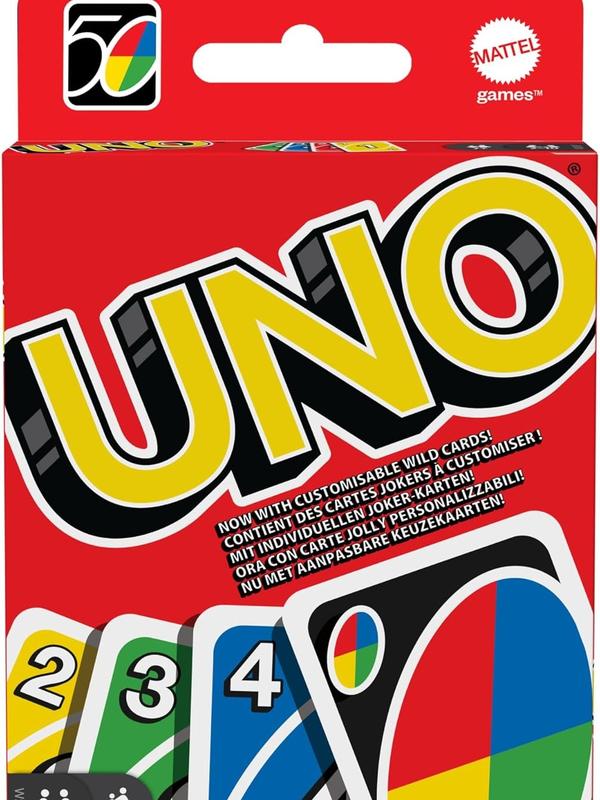 UNO - Classic Colour & Number Matching Card Game - 112 Cards - Customizable & Erasable Wild - Special Action Cards Included - Gift for Kids 7+, W2087