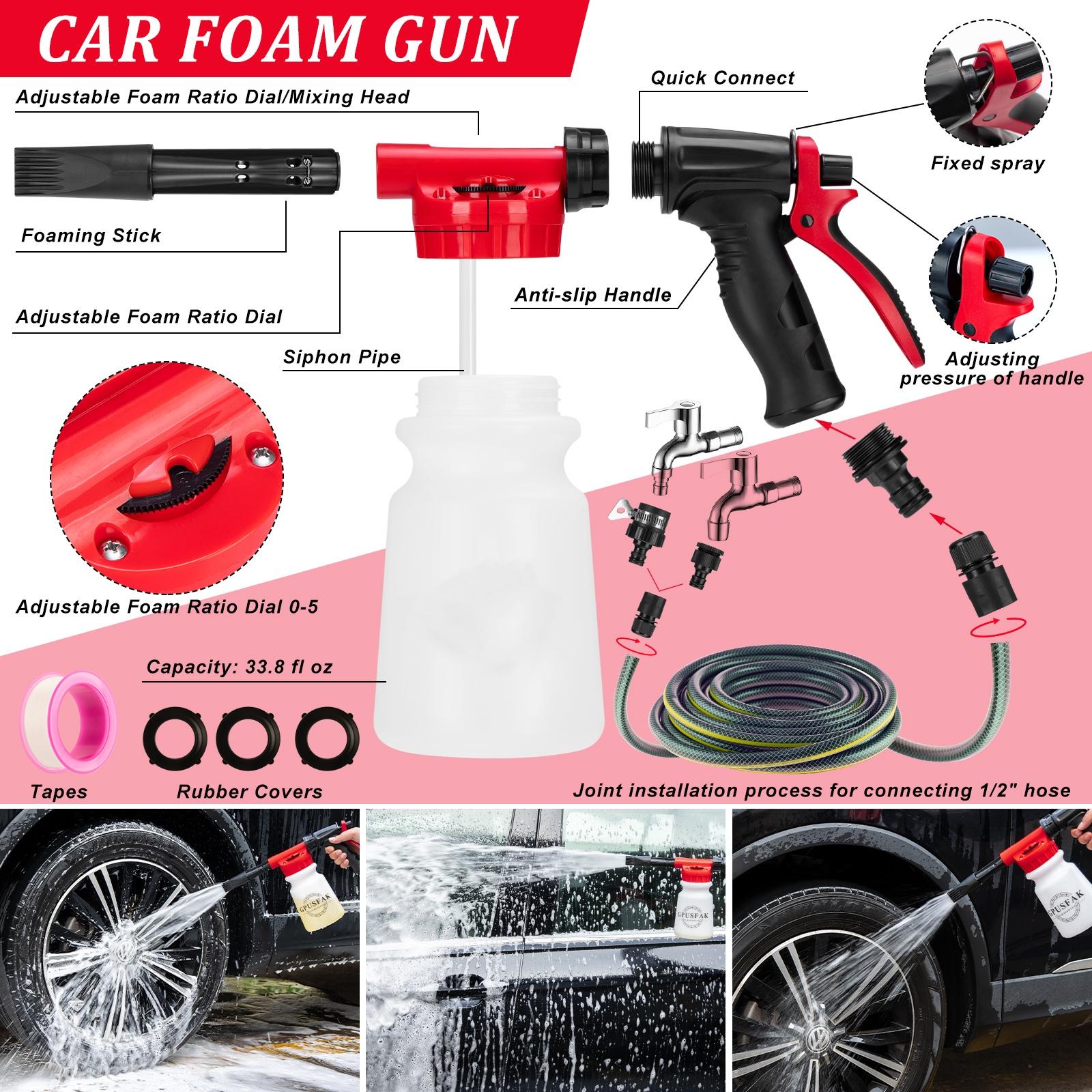 26/42Pcs Car Wash Cleaning Kit with Foam Gun Sprayer, Detailing Brushes, Window Water Scraper, Tire Brush, Towels – Complete Detailing Products for Interior & Exterior Care, Car Detailing Products
