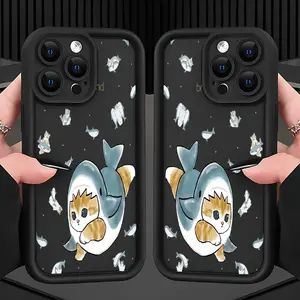 Mofusand Shark Cat Swarm Phone Case Suitable for iPhone 17 16e 16 15 14 13 12 11 Mini Pro Max Air X XR XSMAX 8 7 Plus Anti Fall Soft TPU Back Cover