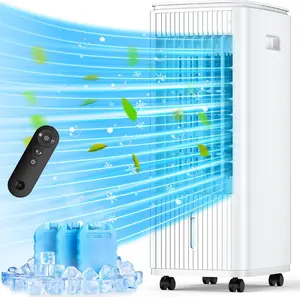 Evaporative Air Cooler, 3-IN-1 Swamp Cooler, 2 Modes and 3 Speeds, 25-INCH Windowless Air Conditioner w/Remote…