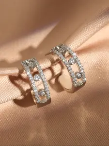 Women's Elegant Stud Earrings, Hollow Out Design with Rhinestones, All-Season Jewelry Accessory, Perfect Gift Idea