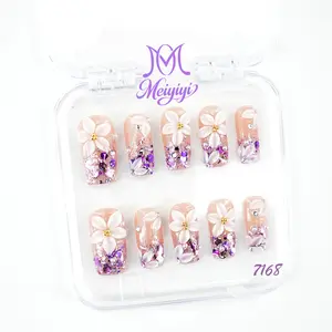 .DP.7168.Hand-carved purple glitter wearable nails