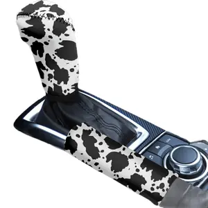 2pcs/set Cow Pattern Car Interior Protective Cover - Breathable No-Slip Gear Shift Knob Cover & Handbrake Cover Sleeve - For Women & Girls - Fit Most Cars - Perfect Gift for Car Enthusiasts