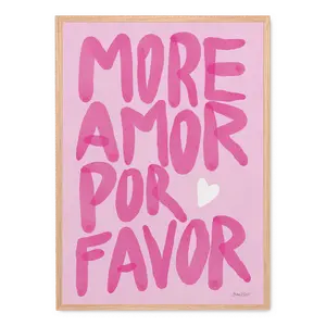 More Amor Por Favor Pink Graphic Poster by Keith Haring Retro Pop Art Modern Minimal Illustration Bold Feminine Artsy Aesthetic Wall Decor