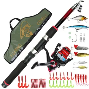 2.4m/7.87ft Multi-Color Glass Fiber Telescopic Fishing Rod Set, Pre-Lined Reel, Accessory Box, Tool Kit, Portable and Durable