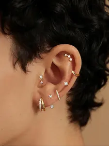 7-Piece Women's Small Hoop Earring Set, Hypoallergenic 14k Earrings, Perfect for Multiple Piercings & Stacking, Cute Silver Color Cartilage Jewelry