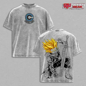 Future Trunks DBZ Graphic Tee Vintage Washed Oversized Shirt, Unisex Y2K Streetwear Anime Shirt, Super Saiyan Trunks Tee, DBZ Acid Wash T Shirt, Men’s Shirts Summer Outfit, Gift for Anime Lovers DBZ Fans