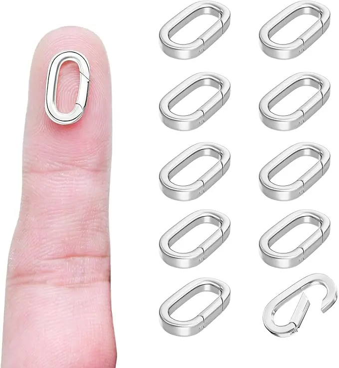 10Pack  Pendant Clasp for Jewelry Making,18K Gold and Silver Necklace Clasp and Closures Jewelry Carabiner Charm Clasp for Necklace Bracelet