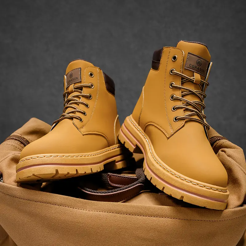 Multiple warehouse shipments in the United States for autumn 2025 men's mid top sports and leisure shoes, anti slip workwear boots, leather covered outdoor boots, fashionable motorcycle boots, thick soled workwear boots wook job