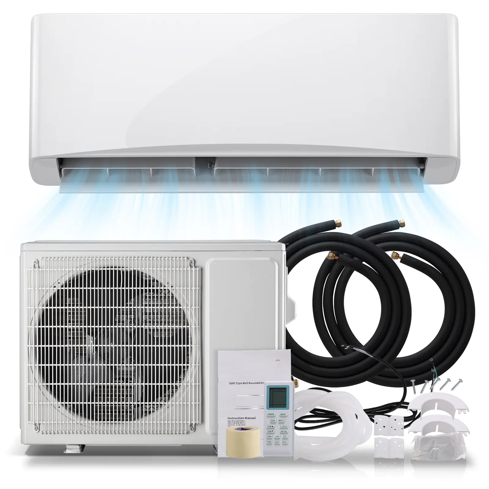 WANAI 17/22 SEER2 9000BTU/12000BTU 4-in-1 Mini Split Air Conditioner & Heater with AHRI Certified 115V/230V Cools Up to 750 Sq.ft Installation Kit Included