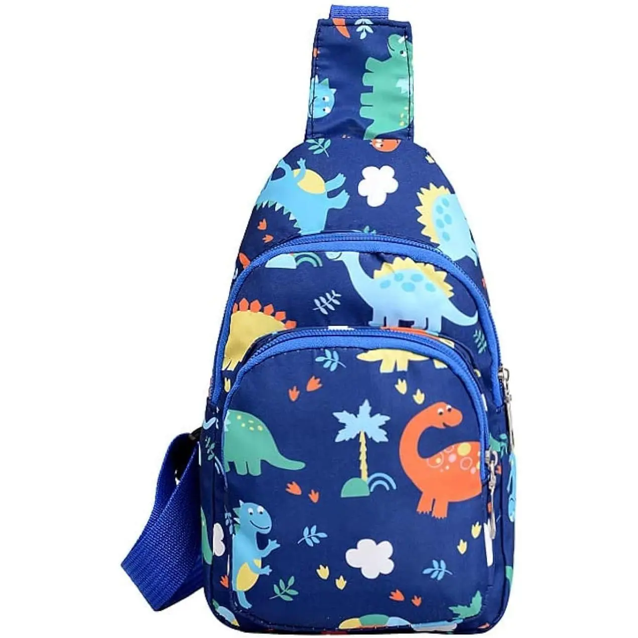 P-CBP015    Kids Crossbody Sling Bag, Small Nylon Travel Cartoon Bag (Blue)