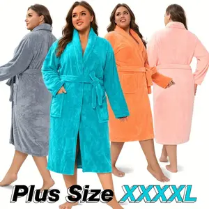 Large Size Women'S Bathrobe 120*150cm 350gsm Women'S Plus Thickened Coral Fleece Bathrobe Women'S Adult Bathroom Apron Women'S Bedroom Shawl Collar Bathrobe Suitable for Home Travel Sauna Spa, Wash Cloths for Bathroom