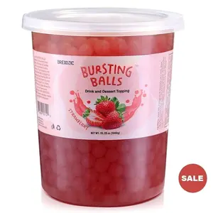 SYRUVIA Boba Pearls Popping Bursting Boba, Tapioca Pearls For Bubble Tea (Strawberry , 2 LB 1 Pack) Sweet Beverage