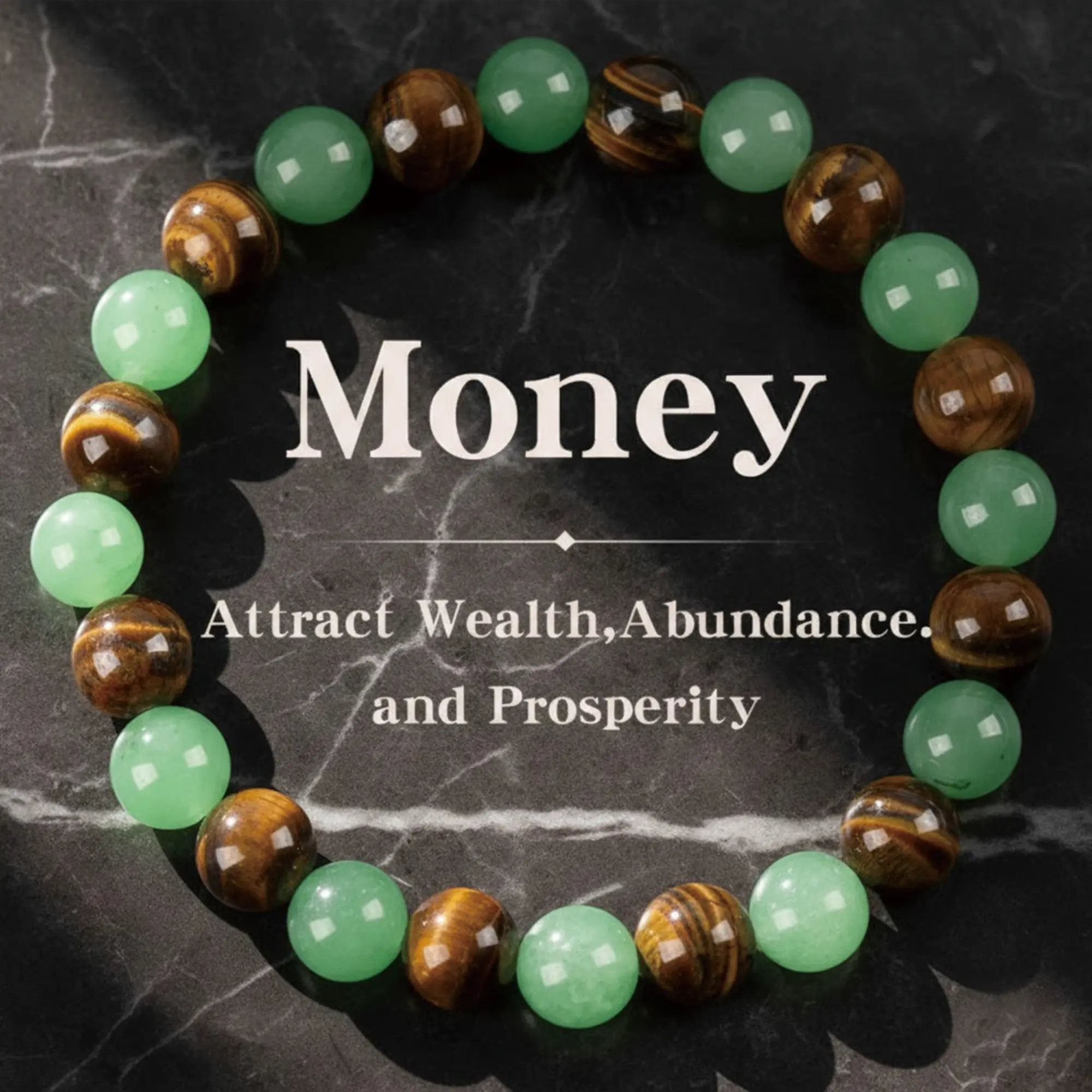 1pc Money Attraction Bracelet with Green Aventurine & Tiger Eye beaded jewelry protection bracelet encouragement gift fashion artificial bracelet of the day Colorblock Beaded Crystal Bracelet ,Manifestation, Abundance, Good Fortune, Success