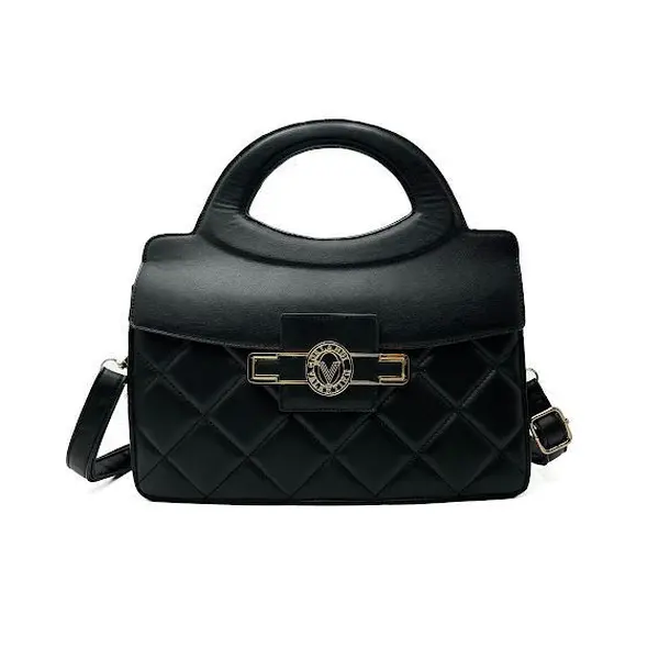 Structured Top Handle Handbag for Women, Satchel Purse with V-Lock Closure and Adjustable Removable Crossbody Strap, Adjustable Handles Women's Handbags, All-Black Women's Handbags