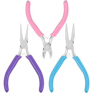 Pliers Set - 3 count Tools With /Chain Nose, Round Nose and Wire  for  Repair, Wire Wrapping, Crafts, and Making Supplies