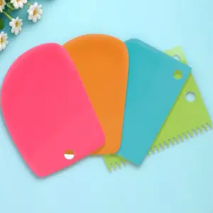 Flexible Fondant Scraper Tool: 4-in-1 Baking & Cake Decorating Kit, Heat-Resistant & Non-Stick, Antibacterial, Easy-Clean Design for Professional Icing Smoothing & Shaping. Must-Have for Baking Enthusiasts!