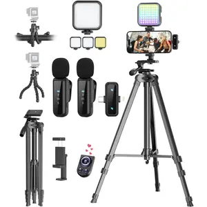 Vlogging Kit for /Android, YouTube Starter Kit with  Microphone/Camera Tripod/Flexible Tripod/RGB Fill Light, Content Creator Essentials Kits for  Vlog Video Recording
