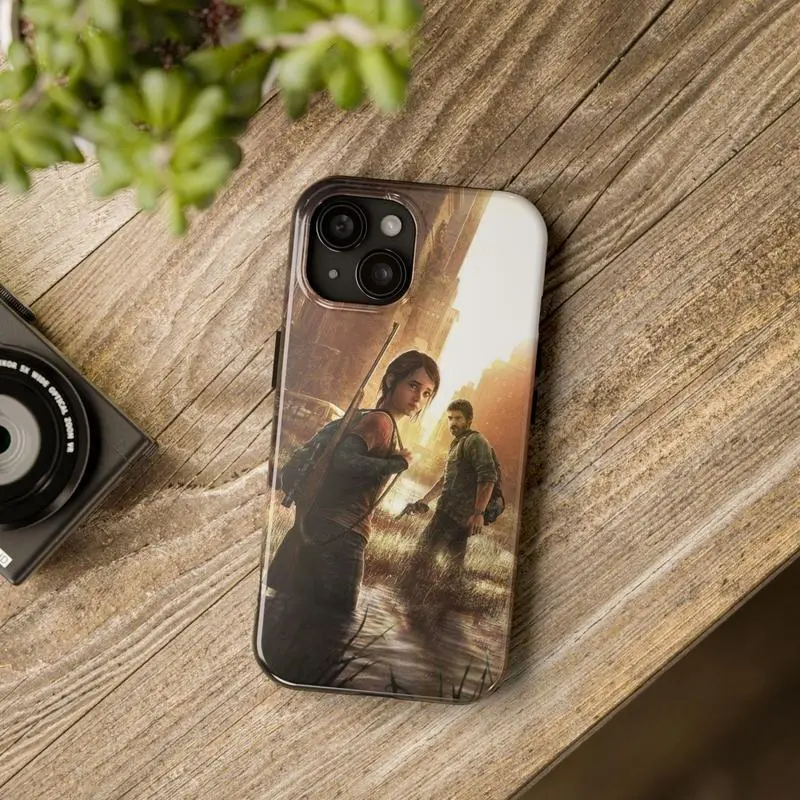 Vintage The Last Of Us Part 2 Ellie Williams & Joel Miller Custom Smartphone Protector Case - Dual-Layer Polycarbonate, Impact-Resistance Accessory for iPhone 1-17 Pro Max Mini, Gamer Handheld Devices with Protection