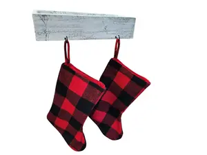 Rockin' Wood Rustic Christmas Stocking Hanger Box Made with Reclaimed Wood - Christmas Decor, Stocking Holder for Mantle Wooden Decoration